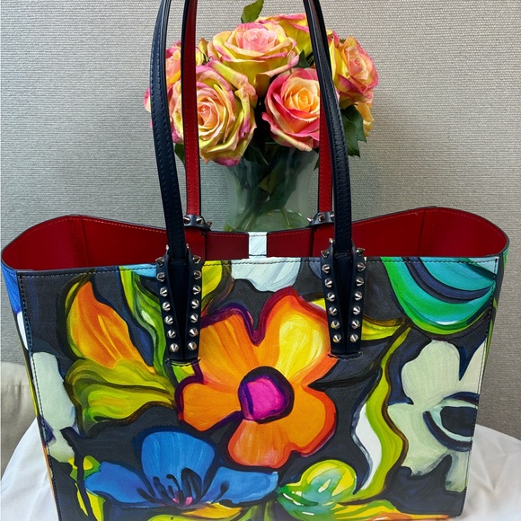Christian Louboutin Silver Multi Floral Cabata Tote Bag - NWT Retail $1790 - Picture 9 of 15